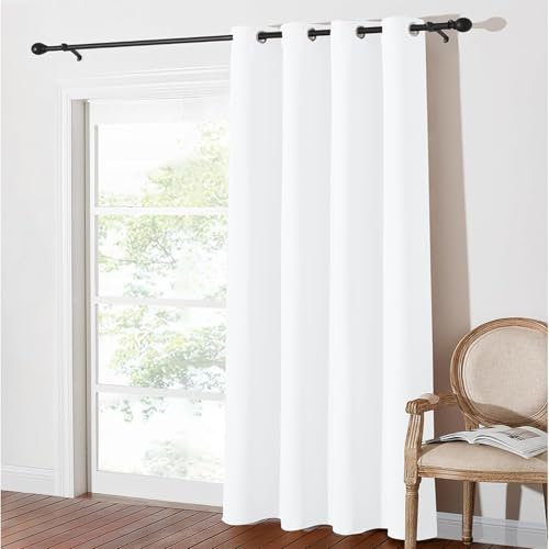 AMZYU Vorhang Verdunkelung 1 Stück, 150 x 220 cm Schöner Weicher, Kälteschutz Warm Vorhänge Blickdicht mit Ösen, Raumteiler Blickdicht Waschbar Größe Und Farbe Wählbar, Weiß