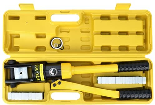 QWORK® pince à sertir hydraulique,16t coffret de outil de sertissage, avec 13 matrices de sertissage 8-300 mm²