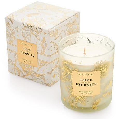 M&SENSE Christmas Scented Candles 283g Rose Eternelle 55H Long Burning Time, Natural Soy Wax Candles, Ideal Winter Candle Gift for Women and Men