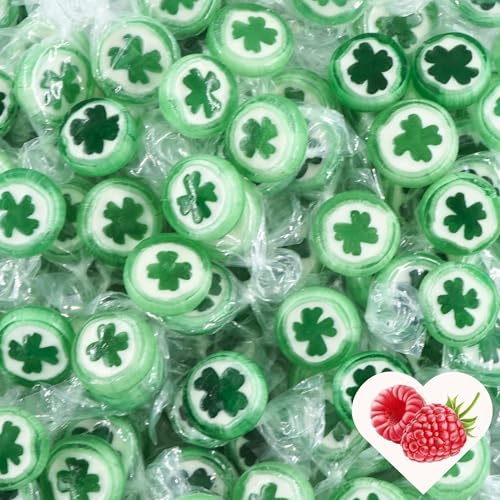 EinsSein Kleeblatt-Bonbons grün-weiß 500g | Handgemachte Rocks Bonbons | Süßigkeiten & Glücksbringer für Silvester Geburtstag Party | Perfekt für Candybar Sweet Table & als Gastgeschenk