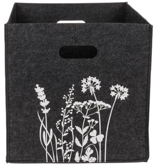 Aufbewahrungsboxen aus Filz mit Löwenzahn-/Wildblumenmotiv, 32 x 32 x 32 cm, 2 Ausführungen (Anthrazit - 1 Box)