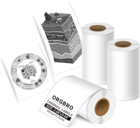 ORGBRO Étiquettes Autocollantes, 57mm × 3m Thermiques Adhésives Personnalisées Etiquettes pour Imprimante X3, Ruban d'étiquettes Continues pour Notes d'étude, Photo, Bureau, Maison, 3 Rouleaux, Blanc