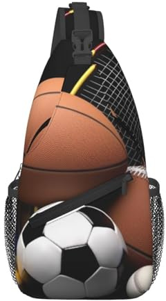Sling-Taschen für Damen und Herren, Sportthema, verstellbarer Gürtel, Bauchtasche, Bauchtasche für Reisen, Sport, Laufen, Wandern, Hüfttaschen, Schwarz, Einheitsgröße, Schwarz , Einheitsgröße