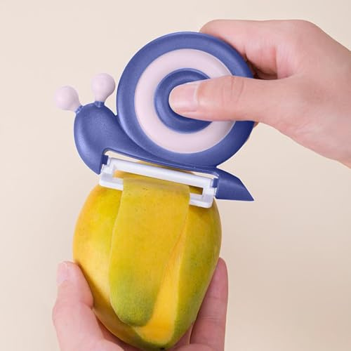 Schnecken Sparschäler Kinder, Funny Kinder Sparschäler,Universalschäler Gemüseschäler mit Rutschfesten Griff, Tragbarer Sparschäler für ab 3 jahre, Förderung von Hand-Auge-Koordination (Blau)