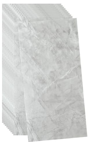 sourcing map Lot de 10 panneaux muraux à décoller et à coller - 60 x 30 cm - Effet peau de brique (couverture de 1,8 m²) - Carreaux de marbre adhésifs - Fissure grise