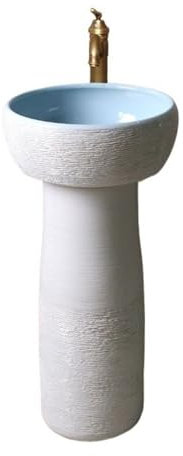 HTTGDGDH Lavabo De Baño, Lavabo De Columna, Lavabo De Tocador, Lavabo Pequeño De Pie para Interior Y Exterior, Lavabo De Pedestal De Cerámica Combinado con Grifo, Kit De Drenaje Y(003-One Size)