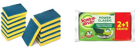 Scotch-Brite Spugna Cucina Antigraffio Delicate, 12 pezzi + Power Spugna Piatti Antibatterica 3 pezzi