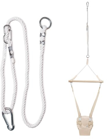 MAMOI® Schaukel Seil 50kg | 1 x Schaukelseil Verlängerung mit Metall Schaukelhaken Karabiner | Natürliche Seil mit Karabiner | 100% ECO | Made in EU