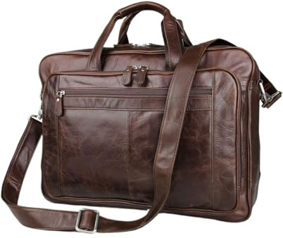 UZOURI Borse for computer portatili aziendali, cartelle, borse for laptop, borse a mano, borse a tracolla in pelle(Brown)