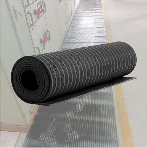 Cuttable Insulating Rubber Floor Mats, High Voltage Insulated Electrical Safety Mat for Home Commercial Work Spaces, Anti-electrocution Switchboard Matting(Black,5.7mx5mm/19ftx0.2in)