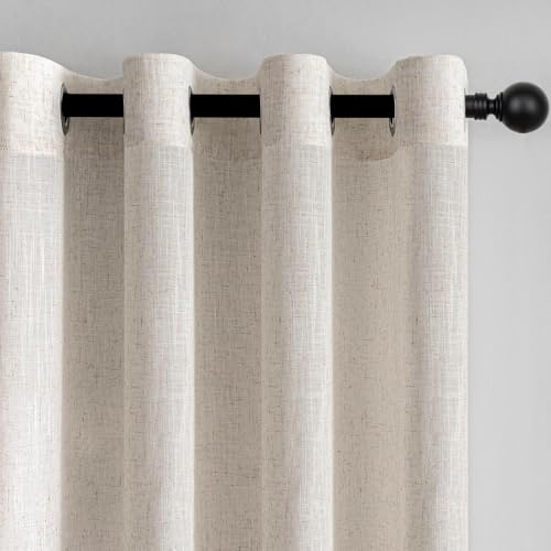 1 st bohemisk voilegardin 300 x 240 cm naturligt linne beige dörrgardiner sovrum vuxna moderna genomskinliga och draperier inre öljetter dekorativ klädkammare kök 2 st