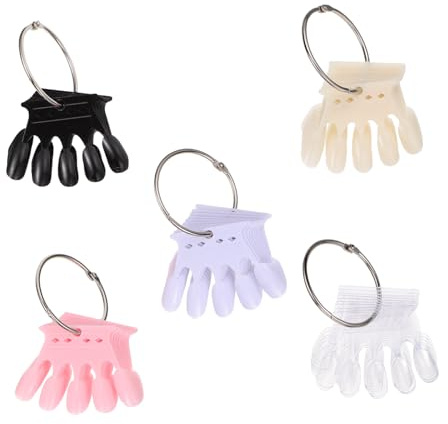 CIYODO 5 pièces Nuancier Ongles Manucure Transparent Naturel Blanc Noir Rose Présentoir Couleur Vernis pour Pratique et Affichage Nail Art
