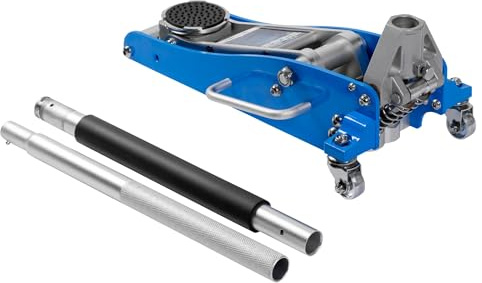 Högert Technik Wagenheber, Hydraulischer Wagenheber 1,5t, Rangierwagenheber Hydraulikheber 85-370 mm Hubhöhe für PKW, Überlastventil, Frontrollen und schwenkbare Hinterräder