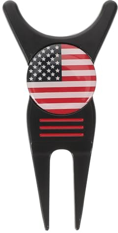 SOIMISS Strumento Riparatore Divot Golf in Acciaio Inox con Forchetta in Lega di Zinco e Marcatore Magnetico per Riparazione Segni Palline Accessorio Golf Ergonomico Resistente