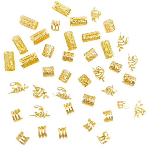 200PCS Legierung Haar Schmuck Manschetten for Zöpfe Metall Dreadlock Perlen Ringe Multi Stil Zubehör FüR ZöPfe