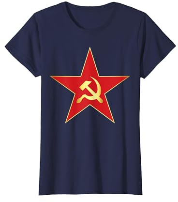 Roter Stern mit Hammer und Sichel T-Shirt, Damen, Marineblau, XL