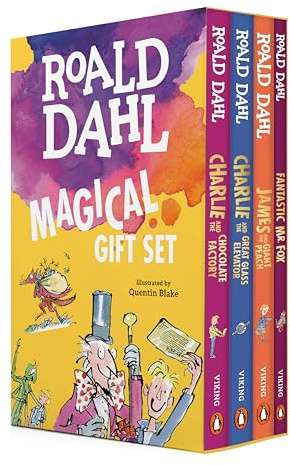 Roald Dahl Magical Gift Boxed Set (4 Books): Charlie and the Chocolate Factory, James and the Giant Peach, Fantastic Mr. Fox,Charlie and the Great Glass Elevator