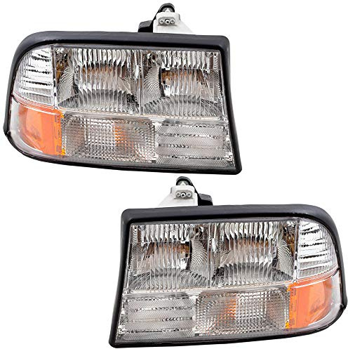 Brock Replacement Driver and Passenger Set Headlights Compatible with 98-04 Sonoma Pickup Truck