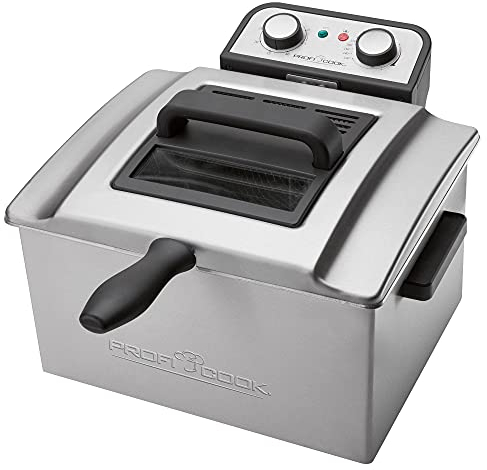 ProfiCook® Doppel-Fritteuse | Fritteuse mit 2 kleinen & 1 großen Korb | Doppelfritteuse mit Kaltzonentechnik | Fritteuse mit 5L Kapazität und entnehmbaren Edelstahlbehälter | PC-FR 1038