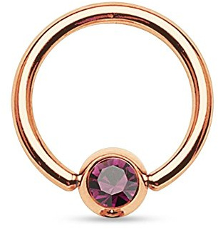 Paula & Fritz® Piercing-Ring Ohr-Piercings Rosegold Zirkonia Helix Tragus Nostril Conch Lippe Nase Brust Septum Chirurgenstahl 1,2-mm 8-mm 3-mm Kugel