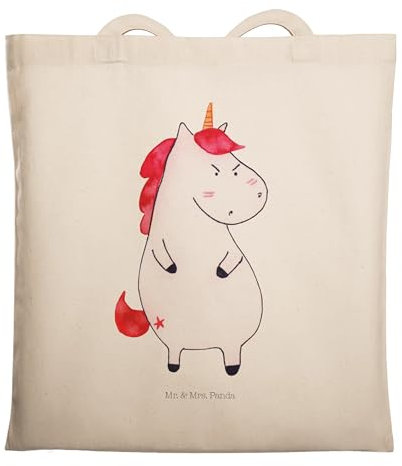 Mr. & Mrs. Panda Tote Bag Einhorn Wut - Geschenk, Laptoptasche, Büro, Arbeit, Unicorn, Schultasche, Lustig, Tüte, Einhörner, Tasche, Shopping