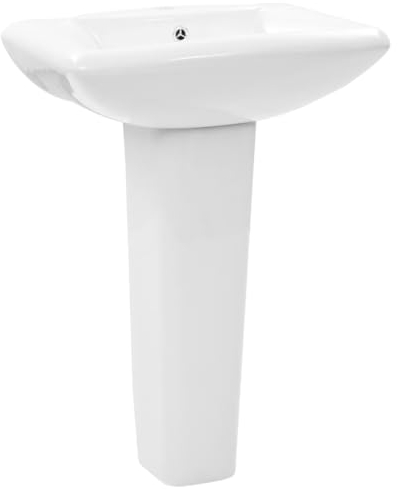 vidaXL Lavabo Autoportant avec Socle en Céramique Blanc Vasque de Toilette