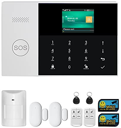 JCHENG GSM & WIFI Switchable Security Alarm System, Home and Business RFID Burglar Security, 99 Zones of Wireless and 3 Zones of Wired Alarm System, Remote APP Control, with Pet-friendly PIR Detector