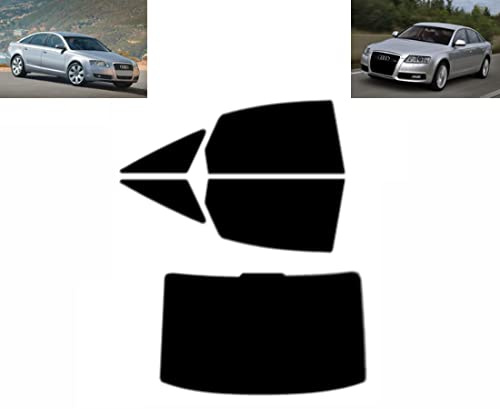 Passgenaue Tönungsfolie für-Audi A6 4-Türen Limousine 2004-2011 Heck/Seitenscheiben (05% Tiefschwarz)