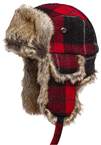 Sterkowski Lumberjack Schottisch Tweed Fallensteller Kappe 57 Schwarz/Rot