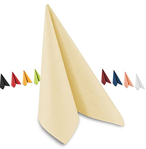 Tafel-Servietten, 3-lagig, 33 x 33 cm, Inhalt 250 St., in unterschiedliche Farben, jeweils abgestimmt auf Einrichtung & Dekoration, für Gastronomie & Zuhause, creme