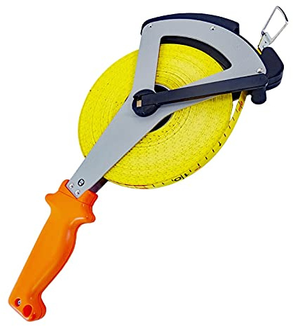 Glasfaser-Bandmaß 50 m in Alu-V-Rahmen, Anfang A cm-Teilung