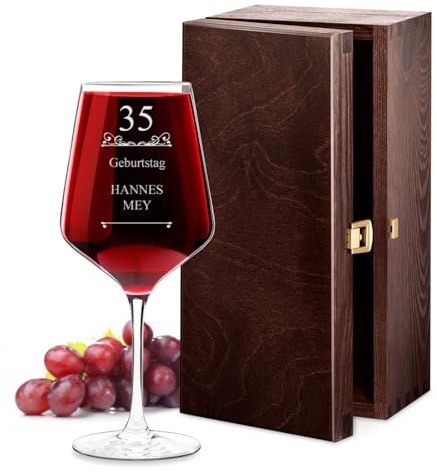 Maverton Rubin XL Weinglas mit Gravur - 490 ml - Wein Glas personalisiert - Rotweinglas Weißweinglas - Geschenke für Männer zum Geburtstag - Männergeschenke - personalisierte Geschenke