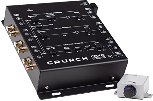 Crunch CRXR 2-Way/3-Way Active Crossover with Bass Knob, 8.5V Line Driver, 4-Channel Input for Car Audio Systems