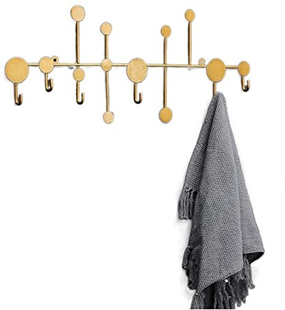 HALAHAI Wandhaken Kleiderhaken Metall Kleiderhaken Wandgarderobe Hut Organizer Aufhänger Kleidung Taschenhalter Heimdekoration Haken Schmiedeeisen Rack Kleiderhaken Wand (Blue : Gold)