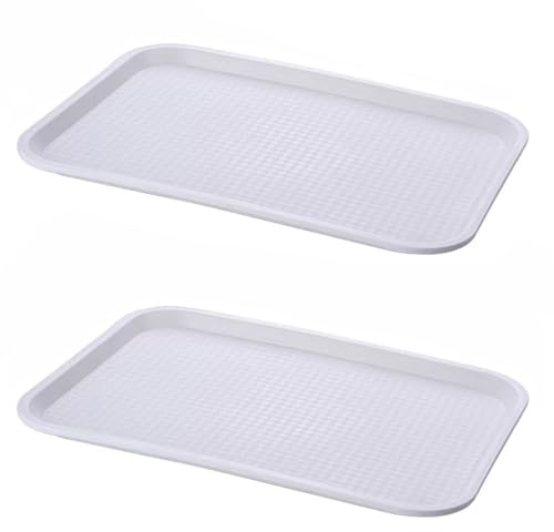 PHCOMRICH 2 bandejas Multiusos, Antideslizantes, 35 x 27 cm, Material de Polipropileno Apto para Alimentos (Blanco)