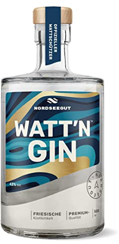 NORDSEEGUT WATT`N GIN 0.5L - Nordsee Premium Dry Gin 42% Vol. I vegan mit handverlesenen Zutaten wie Hagebutte, Lavendel und fruchtiger Orange, Salzwiesen, Wattenmeer