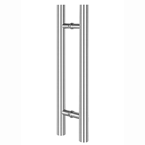 LEGZIT Push-Pull-Türgriff,doppelseitige H-förmige runde Griffe,gebürsteter Edelstahl,innen außen,Schiebetüren für Scheunentore (Color : Brushed,Size : 120cm/47.2in - 80cm)