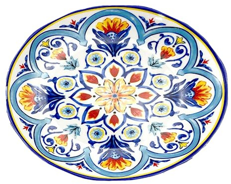 ARCA, Piatto Piano Ovale in Melamina, Per la Tua Tavola, Design Vivace e Moderno, Collezione Capri, 40x30 cm