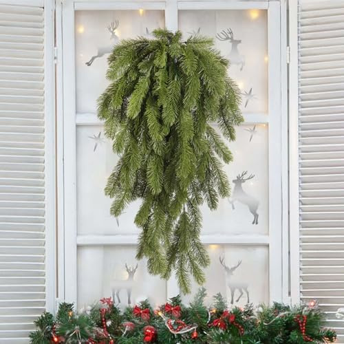 RECUTMS 2Pcs Artificial Christmas Teardrop Swag Artificial Christmas Pine