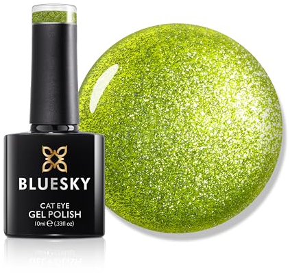 Bluesky Cat Eye Gel Nail Polish 10ml, Citrine Glow - LSD02, Green Soak-Off Gel Polish for 21 Day Manicure, Professional, Salon & Home Use, Requires Curing Under UV/LED Lamp