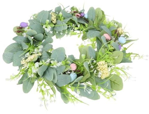 GOOHOCHY Künstlicher Osterkranz Mit Bunten Eiern Und Beeren Dekorative Tür Und Wandhängedekoration Für Frühling Und Festlichkeiten Für Hochzeiten Und Partys