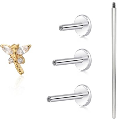 limerencia 18G Innengewinde Tragus Piercing Stecker,Medizinische Hypoallergen Titan Helix Labret Ohrstecker Ohr mit 6mm 8mm 10mm Stäbe für Zunge Augenbraue Lippe Septum Nase(1 Stück)