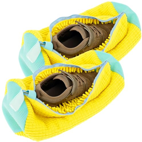 2PCS Schuhe Waschbeutel 39x19cm Schuhe für Waschmaschine Wiederverwendbarer Schuhwaschbeutel Waschmaschine mit Bürsten und Reißverschluss Schuhwaschbeutel Gepolstert für Reise Apartment (2PCS, Gelb)