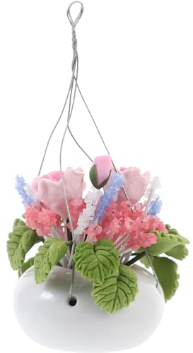 DOITOOL Hängender Blumenkorb 2 Stück 1:12 Mini- -Puppenhaus-Möbel Für Heimdekoration Rosa Rosen-Topf-Hängepflanze Künstliche Pflanzen Verzierungsmodell Mini-Arrangement