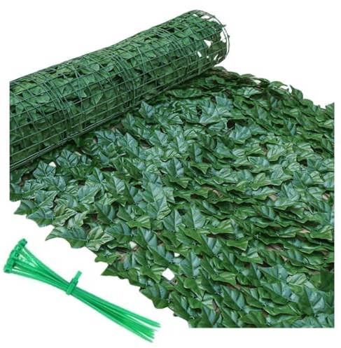 Yoeoefuo Sichtschutz Terrasse Garten Balkon Grüner Zaun Künstliche Efeu Hecke Balkonsichtschutz 1x1m 1x5m 1x10m Outdoor Wetterfest Privacy Protection Sichtschutzmatte Seitensichtschutz(Size:1x9m)