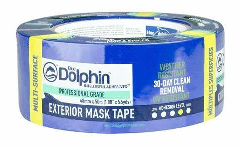 ProTec Render Supplies Blue Dolphin Tarp and Stucco Tape Blue - 30 day 48mm x 50m 24 pack