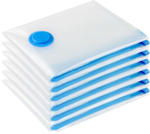 Vacuum Storage Bags - 6 Pack 80X100CM Extra Large Reusable Strong Space Saver Compression Bags - Vacuum Pack Bags Double Zip Seal Travel Vacuum Storage Bags for Clothes Duvets Quilts Bedding Pillows