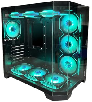 Boîtier PC LUXERIA ST-800 Noir – 7 Ventilateurs ARGB avec contrôleur Inclus, USB 3.0/2.0, Compatible ATX/M-ATX/ITX, Carte Graphique 410 mm, Refroidissement Avancé.