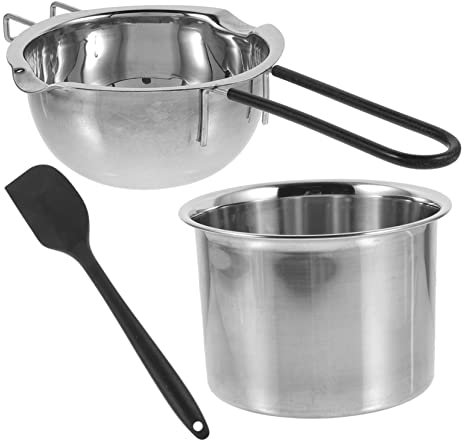 Garneck Pentola per Sciogliere Cioccolato Bagnomaria di Pentole in Acciaio Inox Manico per Sciogliere Cera Burro Formaggio e Dolci Colore Casuale
