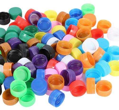 FSSTUD Bunte Kunststoff-Flaschenverschlüsse, 30 mm, klein, verschiedene Farben, mehrfarbig, dekorative Flaschendeckel, DIY-Flaschenabdeckung, Schutz für Scrapbooking, 100 Stück